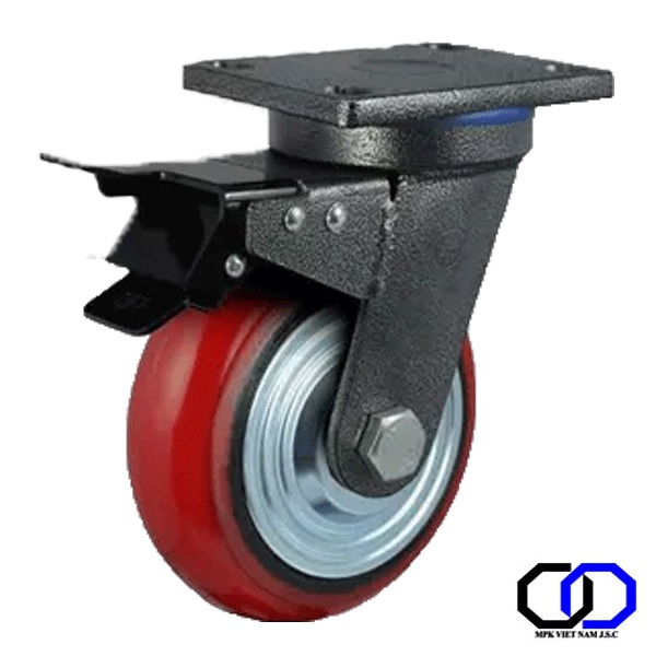 Bánh xe PU xoay khóa chịu tải trọng phi 200 - Bánh Xe Đẩy MPK - Công Ty Cổ Phần MPK Việt Nam