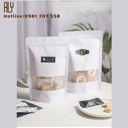 Túi zipper kraft trắng