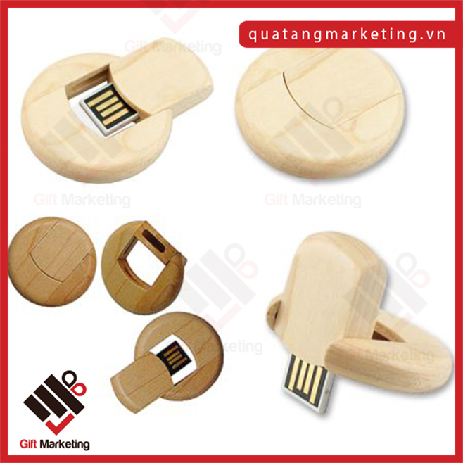 USB tròn bằng gỗ - Quà Tặng Cao Minh - Công Ty TNHH Truyền Thông Cao Minh