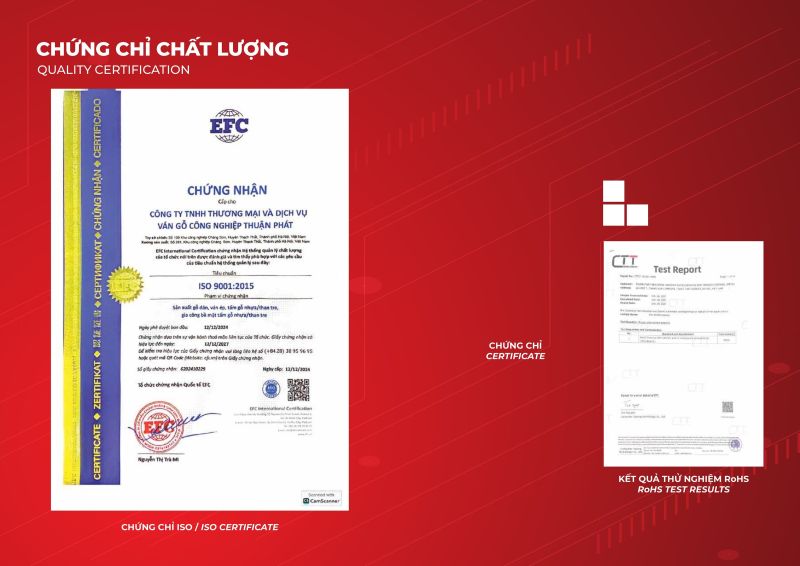Chứng chỉ chất lượng Thuận Phát