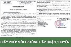 Giấy phép môi trường cấp quận huyện - Tư Vấn Giấy Cấp Phép Môi Trường - Công Ty TNHH Tư Vấn Môi Trường Hà Nội