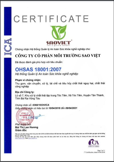 Hệ thống quản lý an toàn sức khỏe nghề nghiệp - Môi Trường Sao Việt - Công Ty CP Môi Trường Sao Việt