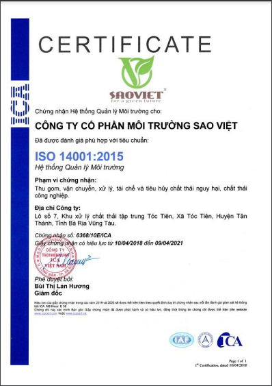 Hệ thống quản lý môi trường - Môi Trường Sao Việt - Công Ty CP Môi Trường Sao Việt