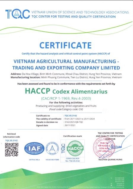Chứng nhận HACCP
