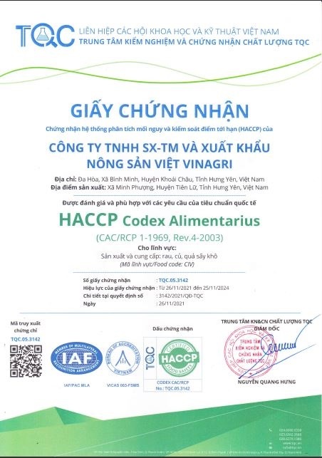 Chứng nhận HACCP