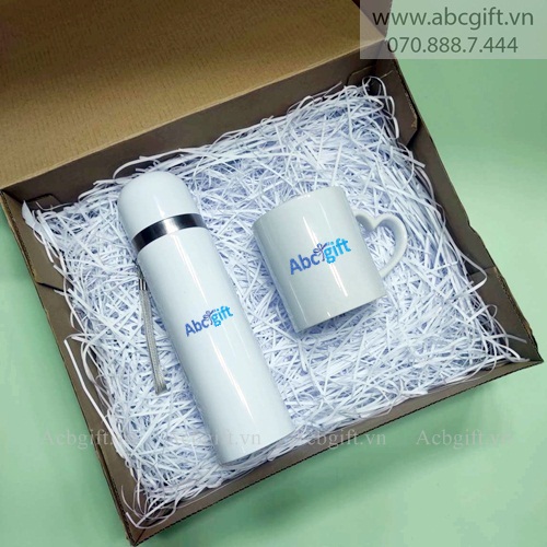 Bộ quà tặng – Giftset 2 món: Ly sứ và Bình giữ nhiệt