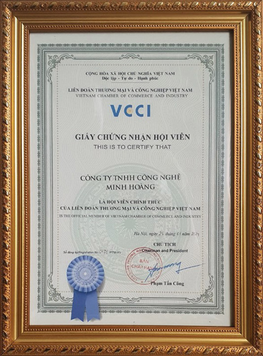 Chứng nhận hội viên VCCI - Gia Công Cơ Khí Chính Xác Minh Hoàng - Công Ty TNHH Công Nghệ Minh Hoàng