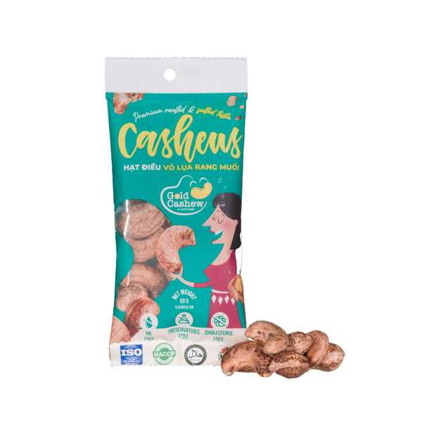 Hạt điều vỏ lụa rang muối gói 50g