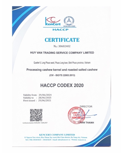 HACCP CODEX 2020 - Công Ty TNHH Một Thành Viên Thương Mại Dịch Vụ Huy Vân