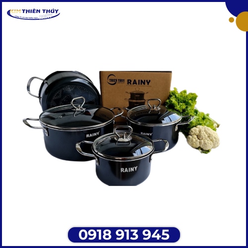 Bộ 3 nồi nhôm titan đáy từ, nắp kính