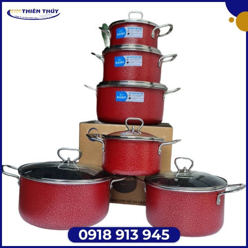 Bộ 3 nồi nhôm titan đáy từ, nắp kính
