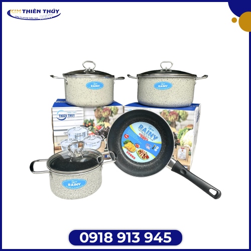 Bộ nồi nhôm đáy từ màu xám vân đá