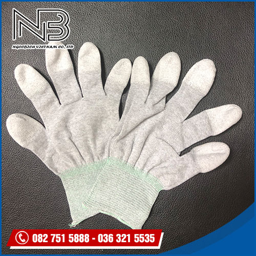 Găng tay cacbon phủ PU đầu ngón (Size M) - Vật Tư Phòng Sạch Ngọc Bích - Công Ty TNHH Thương Mại Ngọc Bích Việt Nam