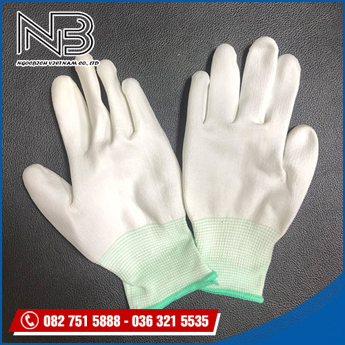Găng tay phủ PU bàn trắng (Size M) - Vật Tư Phòng Sạch Ngọc Bích - Công Ty TNHH Thương Mại Ngọc Bích Việt Nam