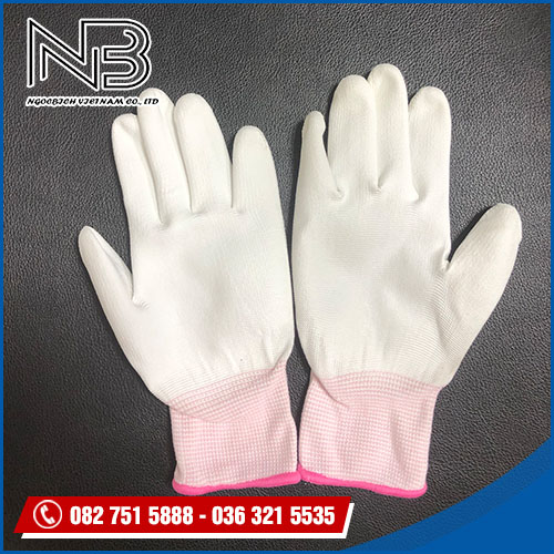 Găng tay phủ PU bàn trắng (Size S) - Vật Tư Phòng Sạch Ngọc Bích - Công Ty TNHH Thương Mại Ngọc Bích Việt Nam