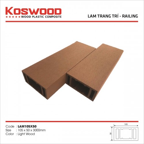 Lam gỗ nhựa ngoài trời Koswood 105x50 màu Light Wood - Sàn Gỗ Công Nghiệp, Sàn Nhựa Giả Gỗ Hoàng An - Công Ty TNHH TM DV XD Hoàng An