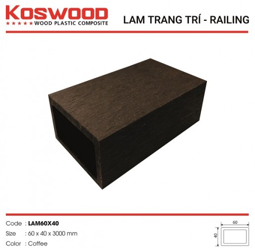 Lam gỗ nhựa ngoài trời Koswood 60x40 màu Coffee - Sàn Gỗ Công Nghiệp, Sàn Nhựa Giả Gỗ Hoàng An - Công Ty TNHH TM DV XD Hoàng An