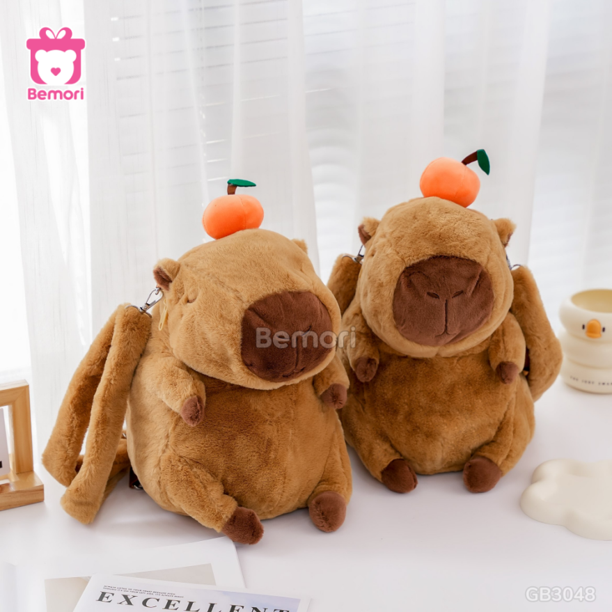 Balo chuột Capybara nâu đội quả