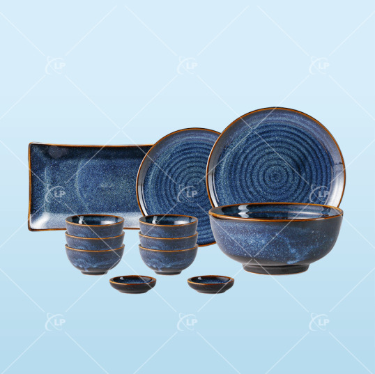 Set bát đĩa 12 món men hỏa biến - LPBD54