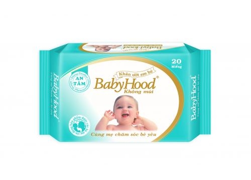 Khăn ướt em bé Babyhood 20 miếng - Không mùi