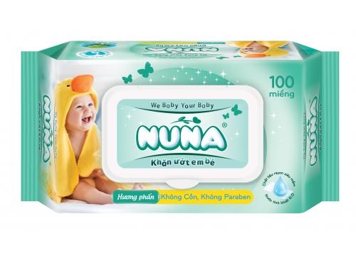 Khăn ướt em bé Nuna 100 miếng - Hương phấn - Giấy Vệ Sinh Yến Vàng - Công Ty TNHH Yến Vàng
