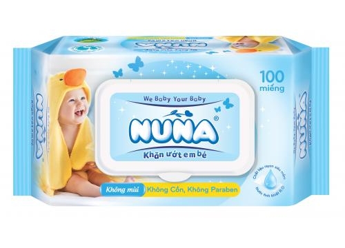 Khăn ướt em bé Nuna 100 miếng - Không mùi - Giấy Vệ Sinh Yến Vàng - Công Ty TNHH Yến Vàng