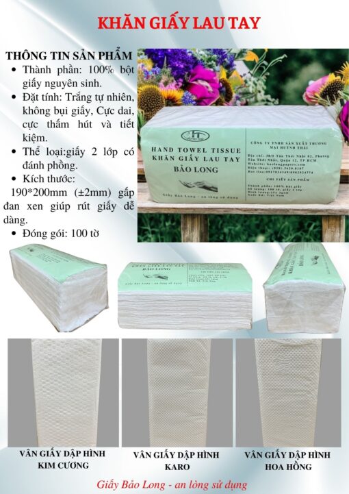 Khăn giấy lau tay - Giấy Bảo Long - Công Ty TNHH Sản Xuất Thương Mại Huỳnh Thái