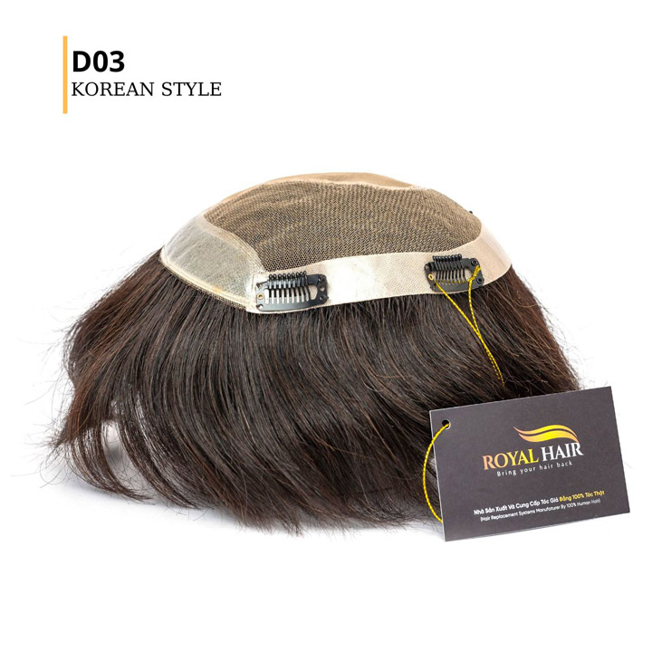 Tóc giả nam siêu lưới Korean Lace, ngôi lụa cấy – D03
