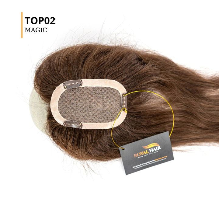 Tóc topper nữ che hói, đế mono hàn, tóc dài 40cm - TOP02