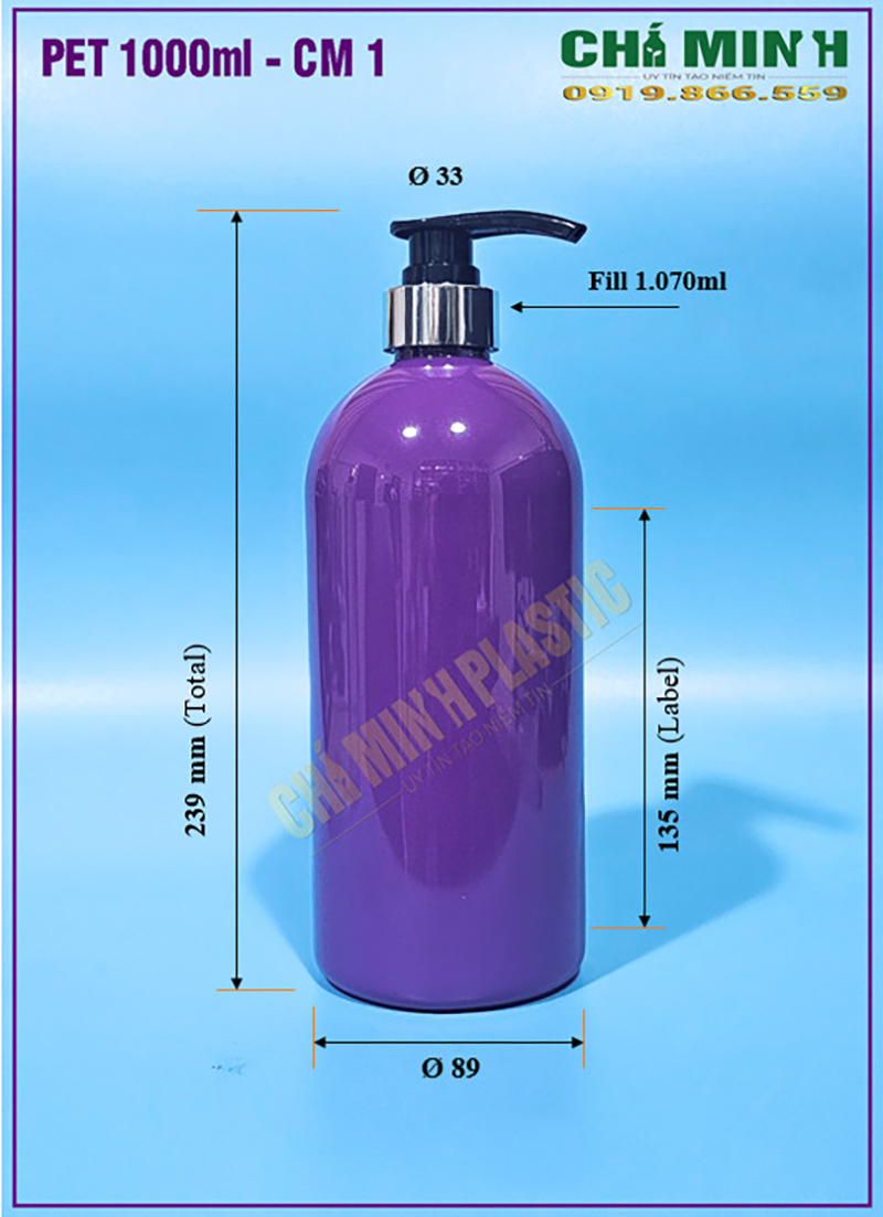 Vừ chai 1000ml - CM1 - Chai PET Nhựa Chí Minh - Công Ty CP Nhựa Chí Minh