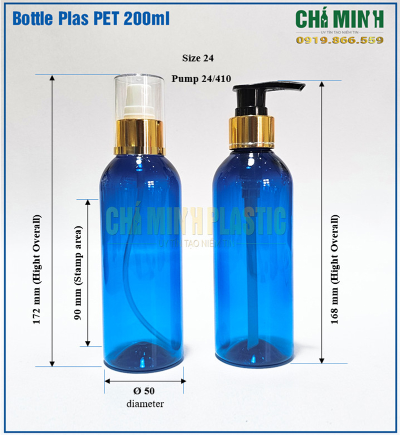 Vỏ chai 200ml - CM5 Classic Blue - Chai PET Nhựa Chí Minh - Công Ty CP Nhựa Chí Minh