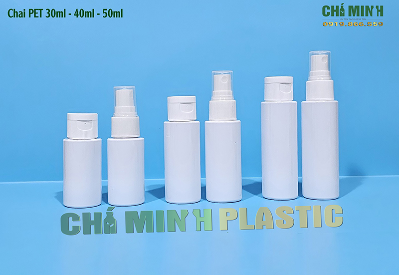 Bộ vỏ chai 30ml. 40ml. 50ml - Chai PET Nhựa Chí Minh - Công Ty CP Nhựa Chí Minh