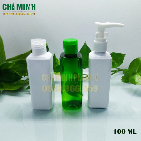 Chai nhựa PET 100ml-3 vuông