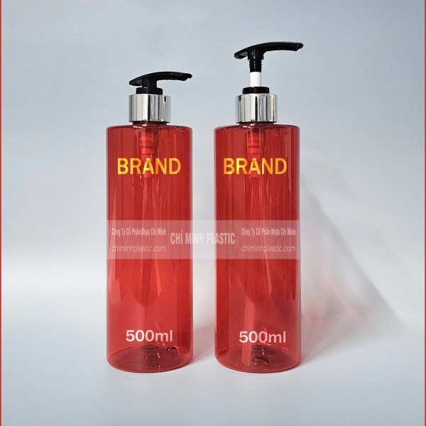 Chai nhựa PET 500ml-3 đỏ trong