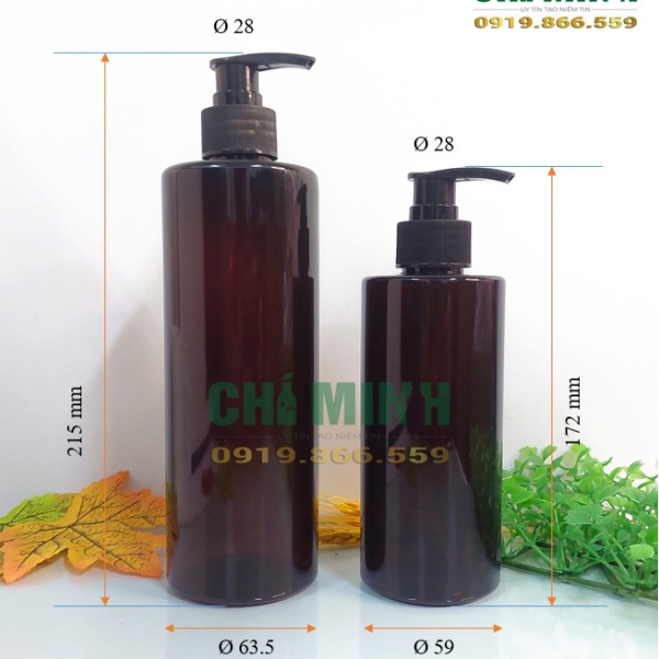 Chai nhựa PET 500ml-300ml nâu
