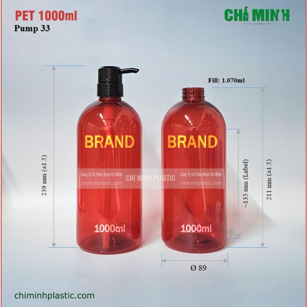 Chai PET 1000ml-1 vai bầu