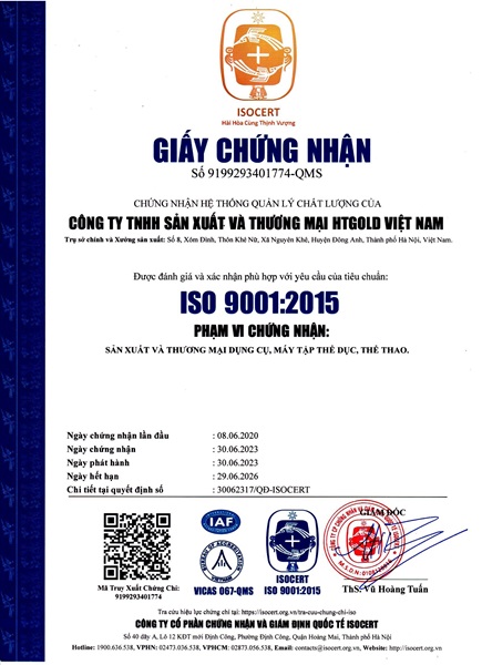 ISO 9001:2015 - Thiết bị thể thao HTGOLD - Công Ty TNHH Sản Xuất Và Thương Mại HTGOLD Việt Nam