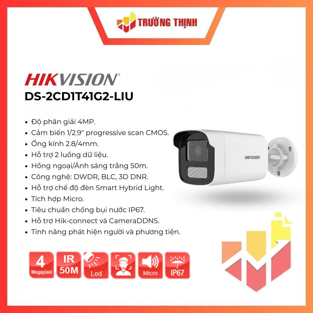Camera IP Hikvision thân trụ 4MP