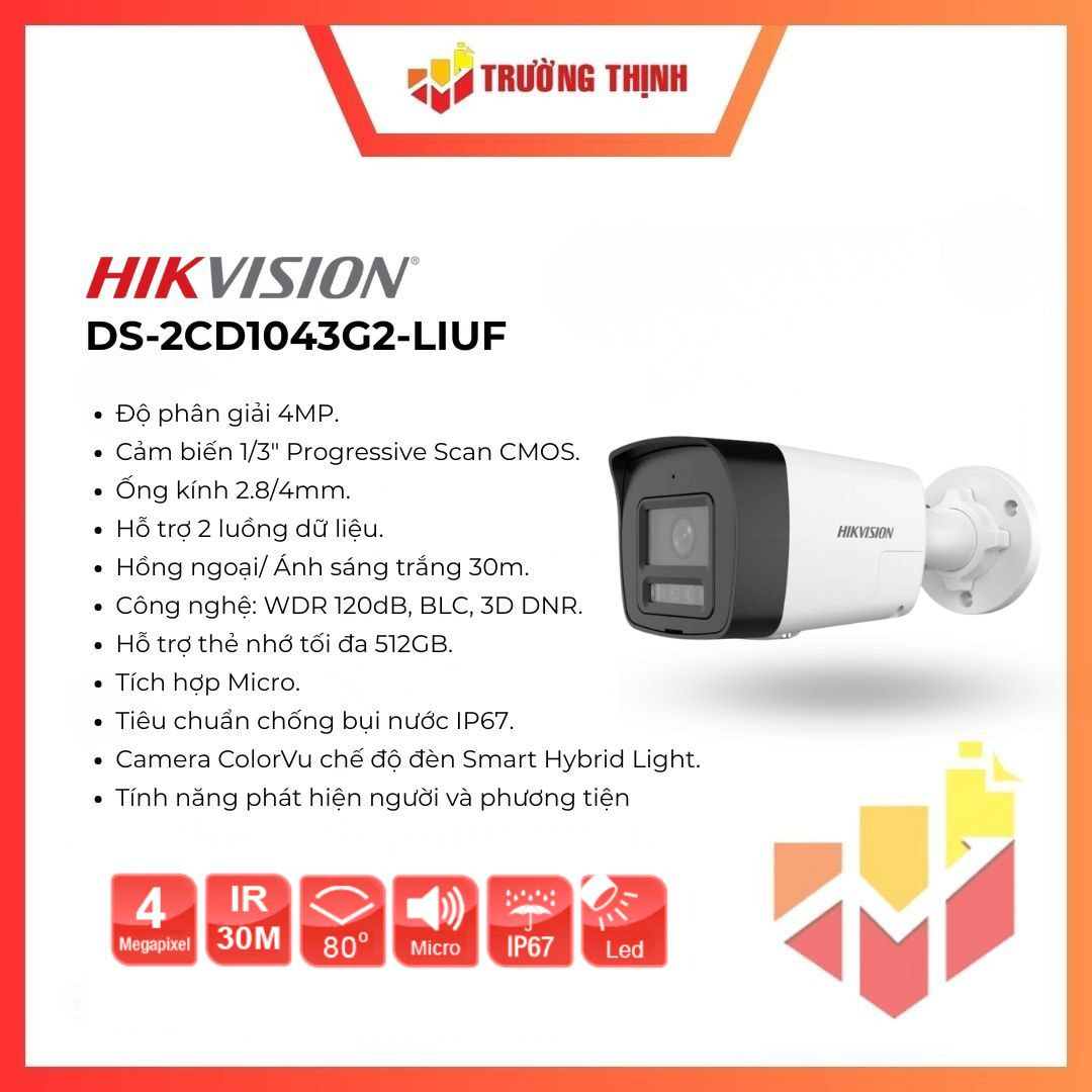 Camera IP thân trụ 4MP Hikvision