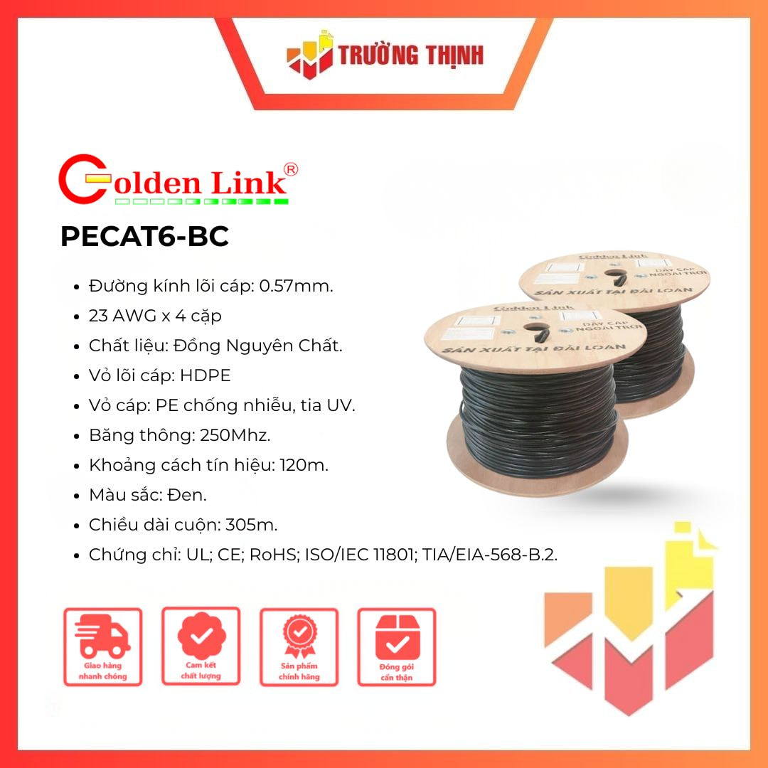 Cáp mạng Golden Link UTP CAT6 ngoài trời