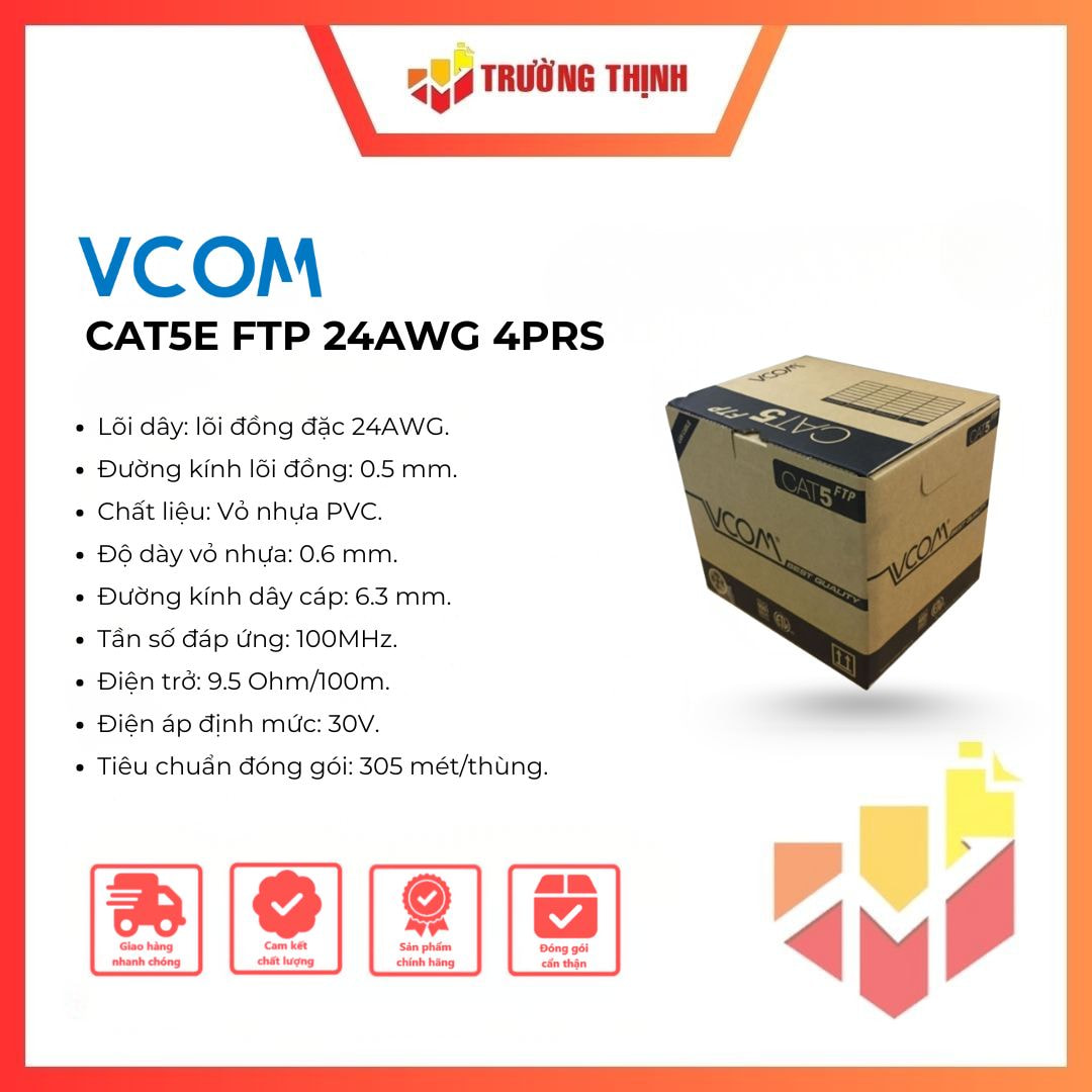 Cáp mạng VCOM CAT5E FTP vỏ PVC