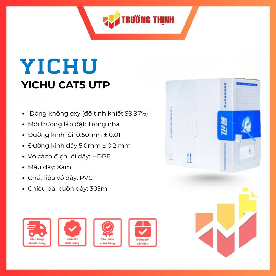 Cáp mạng YICHU CAT5 UTP 0.45MM lõi đồng