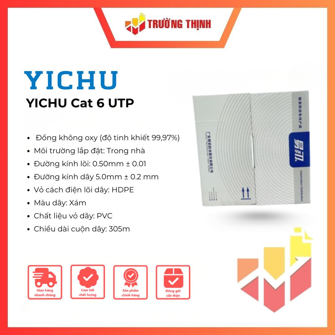 Cáp mạng YICHU Cat 6 UTP đồng nguyên chất