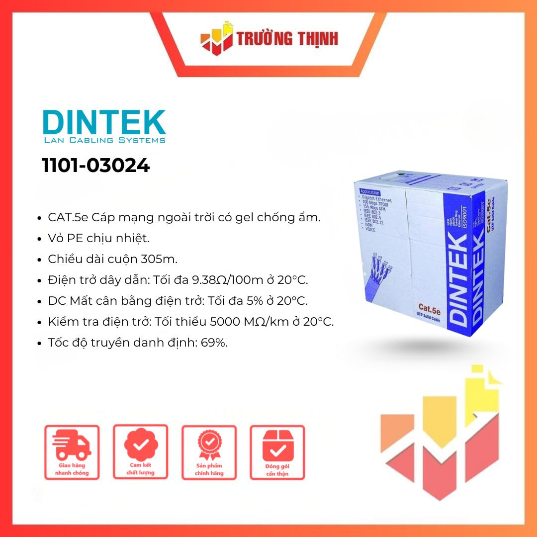 Cáp mạng ngoài trời có gel Dintek CAT.5e
