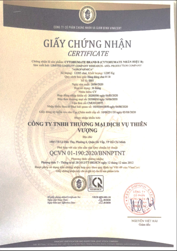 Chứng nhận - Công Ty Cổ Phần Giải Pháp GREEN LIFE