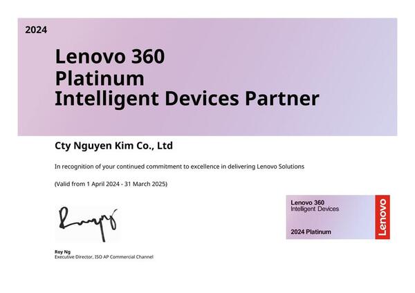 Đối tác bạch kim cung cấp các thiết bị thông minh của Lenovo 360 năm 2024 - Thiết Bị Mạng, Thiết Bị Văn Phòng Nguyên Kim - Công Ty TNHH Vi Tính Nguyên Kim