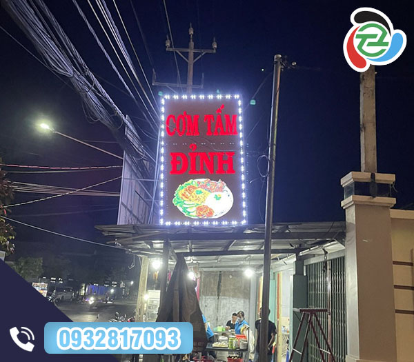 Biển quảng cáo đèn Led quán cơm Tấm Đỉnh - Bảng Hiệu Bến Tre - Công Ty Trách Nhiệm Hữu Hạn Một Thành Viên Thương Mại Dịch Vụ Sản Xuất Thắng Thiên