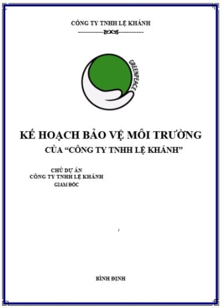Lập kế hoạch bảo vệ môi trường - Chống Thấm Thành Công - Công Ty TNHH Xây Dựng Và Phát Triển Tài Nguyên Môi Trường Thành Công
