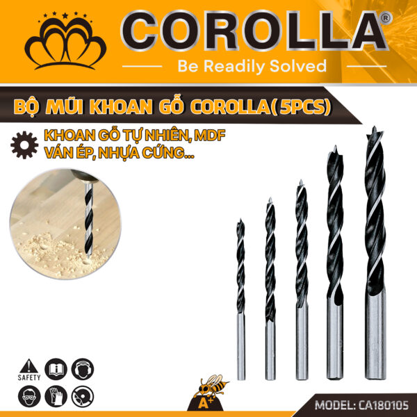Bộ mũi khoan gỗ Corolla CA180105