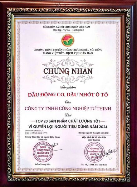 Top 20 Sản Phẩm Chất Lượng Tốt vì Quyền Lợi Người Tiêu Dùng 2024
